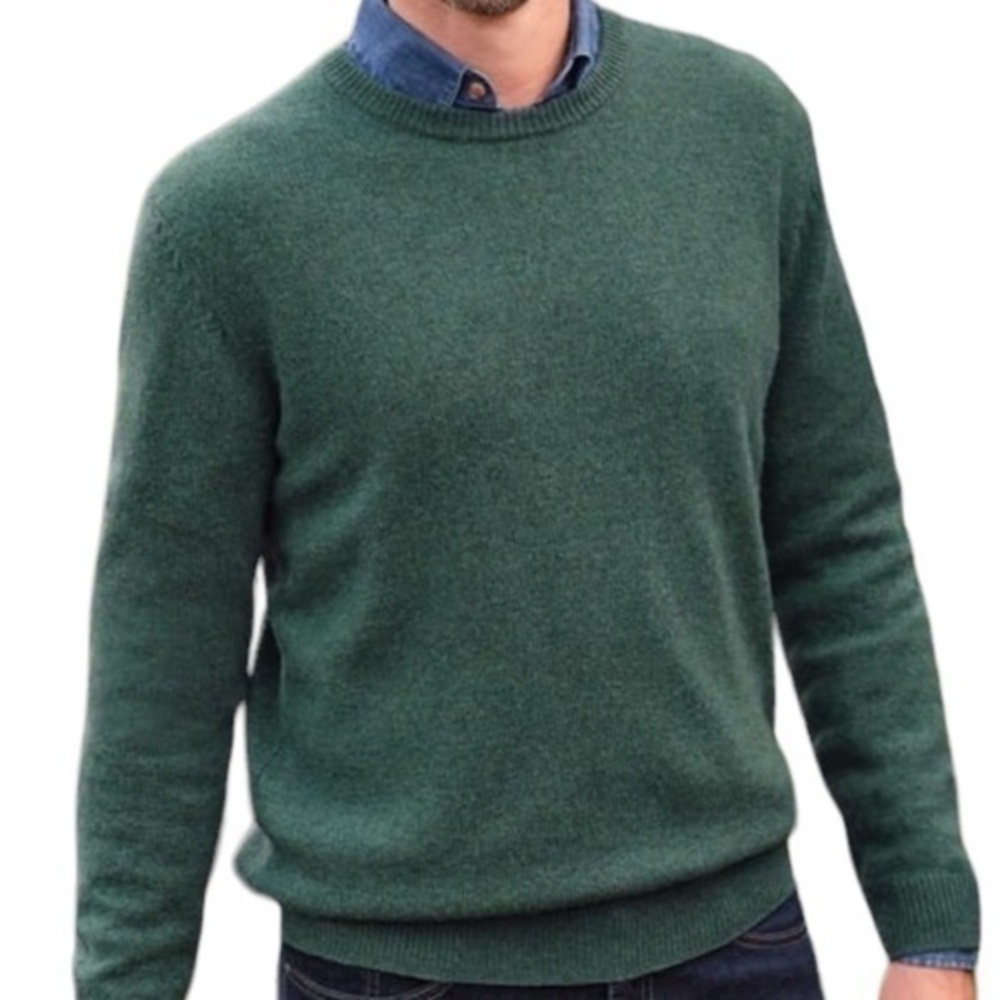 Woolovers Classic Crew Neck Dark Green 100% Lambswool Sweater Pullover Medium